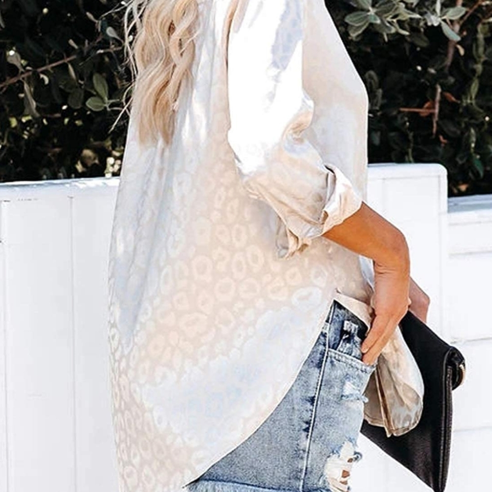 New Sexy Leopard Print Button Down Blouse - Picture 11 of 13